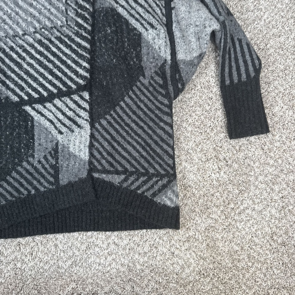 prAna Sweater Womens XS/S Gray Black Geometric Open Front Cardigan Mock Neck - Picture 5 of 14